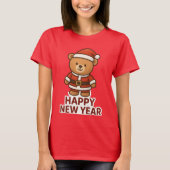 Cute Teddy Bear Santa Happy New Year Sticker Tシャツ (正面)