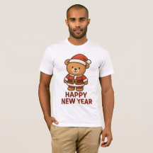 Cute Teddy Bear Santa Happy New Year Sticker
