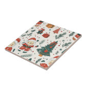 Cute Teddy Bear & Santa on White (1) タイル (側面)
