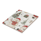 Cute Teddy Bear & Santa on White (2) タイル (側面)