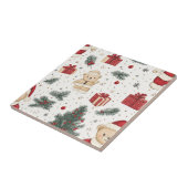 Cute Teddy Bear & Santa on White (3) タイル (側面)