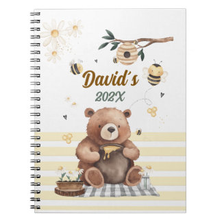  Cute teddy bear school notebook with jar of honey ノートブック
