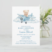 Cute Teddy Bear Sky Adventure Baby Shower 招待状 (スタンド正面)