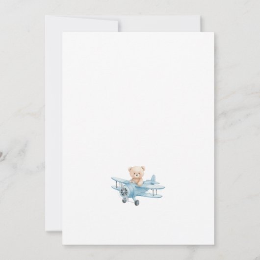 Cute Teddy Bear Sky Adventure Baby Shower  招待状 (裏面)