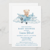 Cute Teddy Bear Sky Adventure Baby Shower 招待状 (正面/裏面)