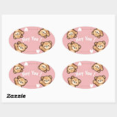 Cute Teddy Bear Sticker – Hey You Pink Kawaii  楕円形シール (シート)