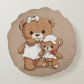Cute Teddy Bear Throw Pillow for Kids ラウンドクッション (裏面)