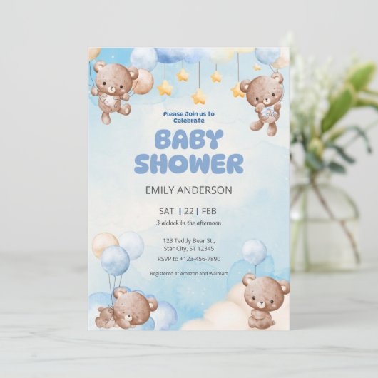 Cute Teddy Bear Twinkle Little Star 招待状 (スタンド正面)