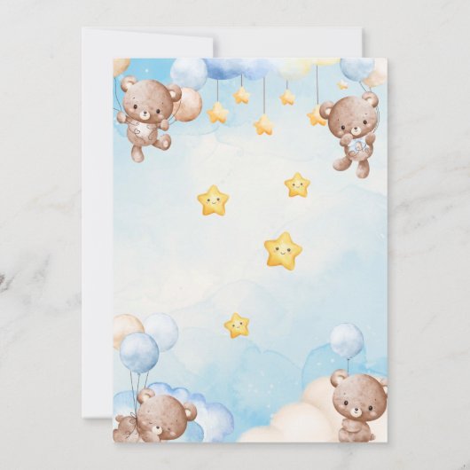 Cute Teddy Bear Twinkle Little Star 招待状 (裏面)