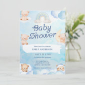 Cute Teddy Bear Twinkle Little Star Cloud 招待状 (スタンド正面)