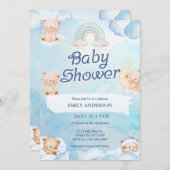 Cute Teddy Bear Twinkle Little Star Cloud 招待状 (正面/裏面)