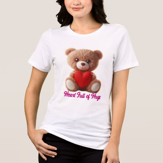 Cute Teddy Bear Valentine トライブレンドＴシャツ (正面)
