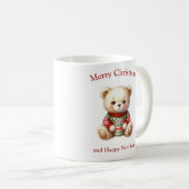 Cute teddy bear with Christmas sweater pullover コーヒーマグカップ (正面右)