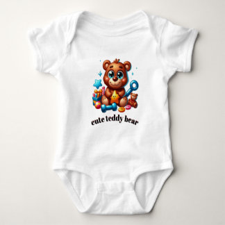 🧸Cute Teddy Bear with Star Toy – Adorable Kawaii  ベビーボディスーツ
