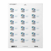 Cute Teddy Bear With Umbrella Boy Baby Shower ラベル (フルシート)