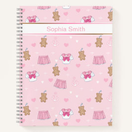 Cute Teddy Bears and Hearts Notebook ノートブック
