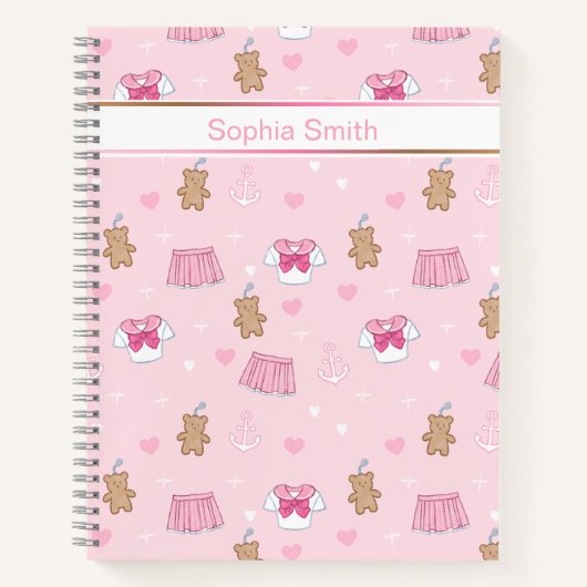 Cute Teddy Bears and Hearts Notebook ノートブック (正面)