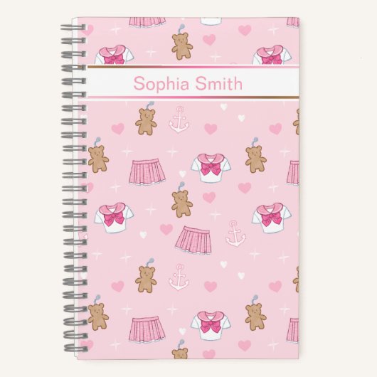 Cute Teddy Bears and Hearts Notebook ノートブック (正面)
