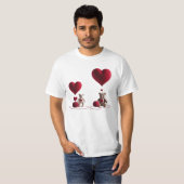 Cute Teddy Bears Big Little Heart Men's Value Tシャツ (正面フル)