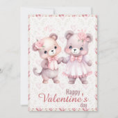 Cute Teddy Bears Happy Valentines Day シーズンカード (正面)