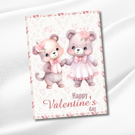 Cute Teddy Bears Happy Valentines Day シーズンカード