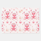 Cute teddy bears holding hearts ラッピングペーパーシート (正面2)