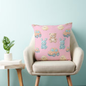 Cute Teddy & Bunny Kids Throw Pillow クッション (椅子)