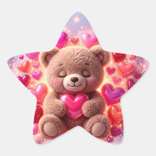 Cute Teddy Love Sticker Sheet 💖Sticker 星シール (正面)