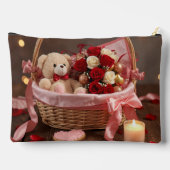 Cute Teddy Rose Basket Romantic Valentine Makeup アクセサリーポーチ (裏面)