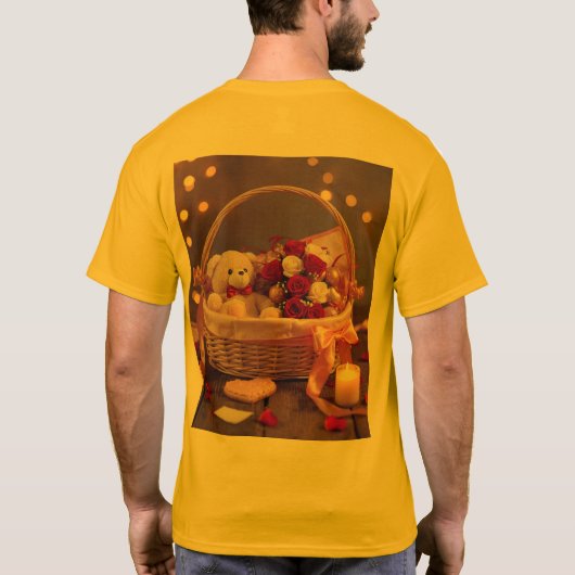 Cute Teddy Rose Basket Valentines Day Graphic Tシャツ (裏面)