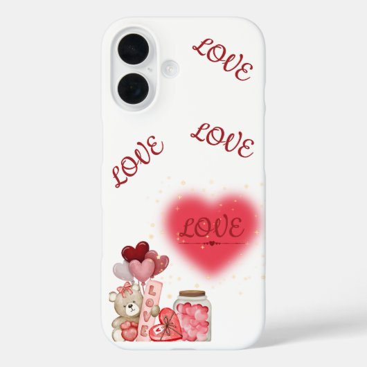 Cute Teddy & Sparkling Heart Valentine Phone Case Case-Mate iPhoneケース (裏面)