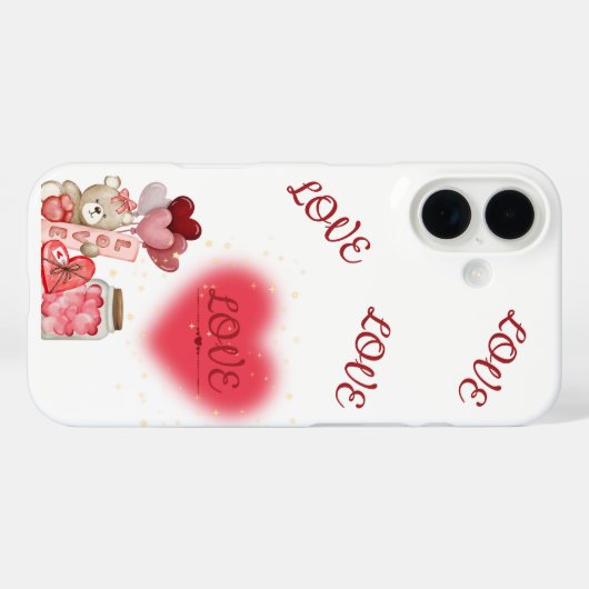 Cute Teddy & Sparkling Heart Valentine Phone Case Case-Mate iPhoneケース (裏面 (横))