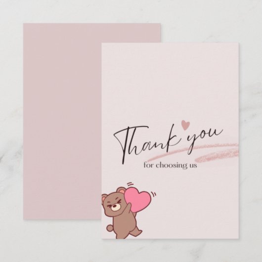 Cute teddybear thank you card サンキューカード (正面/裏面)
