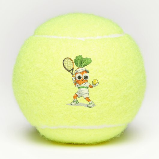 Cute Tennis Carrot – Funny Sports Mascot テニスボール (正面)