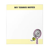 Cute tennis notepad with quirky racket drawing ノートパッド (正面)