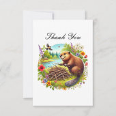 Cute thank you beaver Notecard サンキューカード (正面)