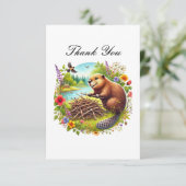 Cute thank you beaver Notecard サンキューカード (スタンド正面)