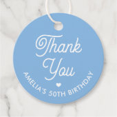 Cute Thank You Birthday Name Any Age Blue Modern フェイバータグ (正面)