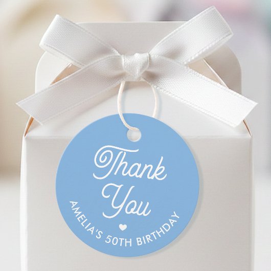 Cute Thank You Birthday Name Any Age Blue Modern フェイバータグ