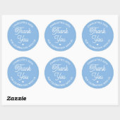 Cute Thank You Birthday Name Any Age Blue Modern ラウンドシール (シート)