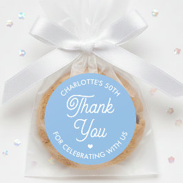 Cute Thank You Birthday Name Any Age Blue Modern ラウンドシール