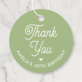 Cute Thank You Birthday Name Any Age Green Modern フェイバータグ (正面)