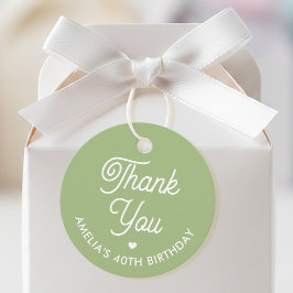 Cute Thank You Birthday Name Any Age Green Modern フェイバータグ