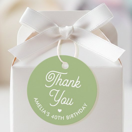 Cute Thank You Birthday Name Any Age Green Modern フェイバータグ