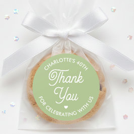 Cute Thank You Birthday Name Any Age Green Modern ラウンドシール