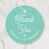 Cute Thank You Birthday Name Any Age Mint Modern フェイバータグ (正面)