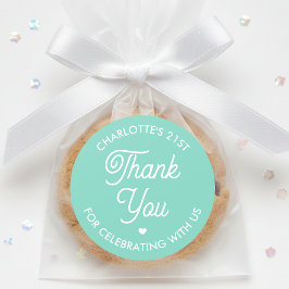 Cute Thank You Birthday Name Any Age Mint Modern ラウンドシール