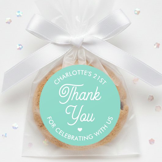 Cute Thank You Birthday Name Any Age Mint Modern ラウンドシール