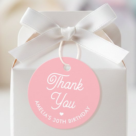 Cute Thank You Birthday Name Any Age Pink Modern フェイバータグ