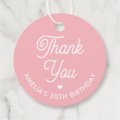 Cute Thank You Birthday Name Any Age Pink Modern フェイバータグ (正面)